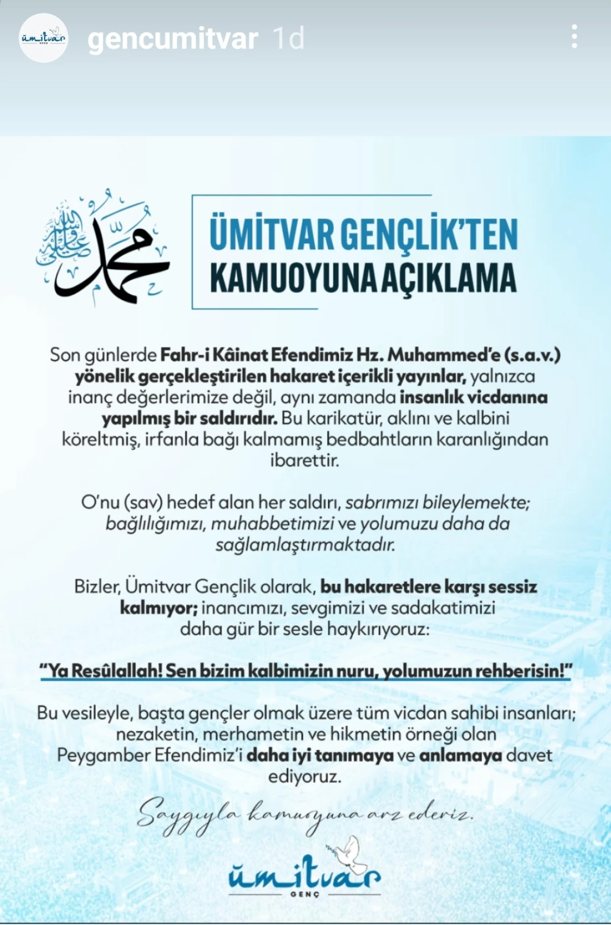 ÜMİTVAR GENÇLİKTEN KAMUOYUNA AÇIKLAMA 