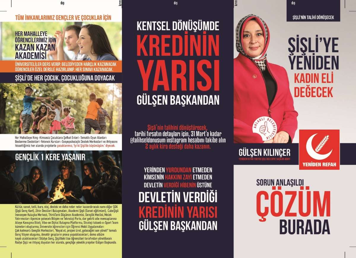 Yeniden Refah Partisi Şişli Belediye Başkan Adayı Gülşen Kılınçer Basın Bülteni KILINÇER, ŞİŞLİ’DE TAHMİNLERİ BOZMAYA ADAY